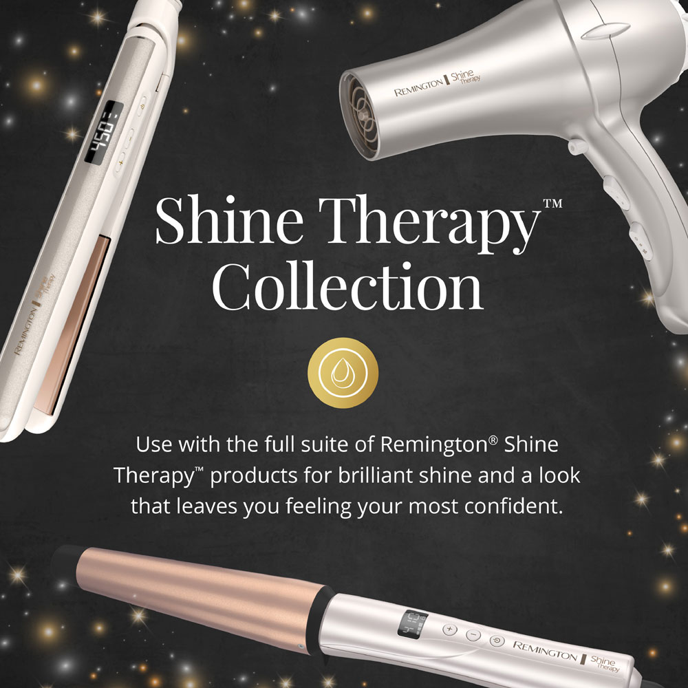 CI9541 SHINE THERAPY Argan Oil Keratin Infused 1 1 Inch Tapered Curling Wand for Tousled Waves includes heat glove Remington
